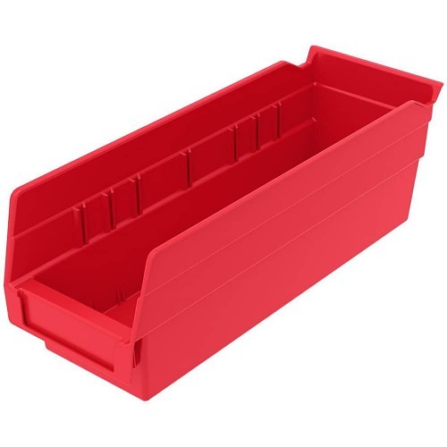 Myers Industries Akro-Mils® 30120 RED Shelf Bin, 11-5/8 in Outside Length, 4-1/8 in Outside Width, 4 in Outside Height, 78 cu-in, Red