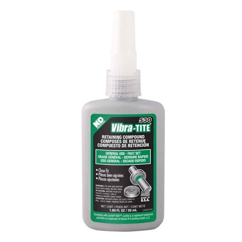 ND Industries Vibra-Tite® 53050 Retaining Compound, 50 mL, Bottle, Fluid, Green, 1.04 Specific Gravity