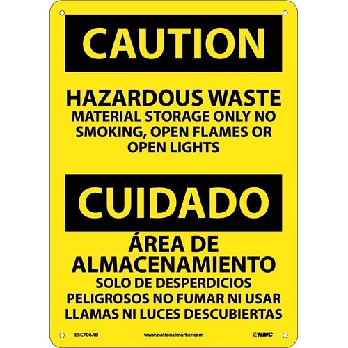 NMC™ ESC706AB Bilingual Sign, Caution Header, Standard Aluminum, Wall Mount, Language: English / Spanish