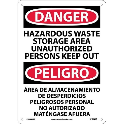 NMC™ ESD442AB Bilingual Sign, Danger Header, Standard Aluminum, Wall Mount, Language: English / Spanish