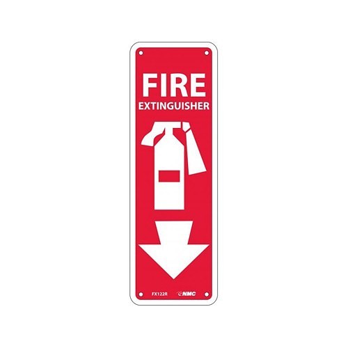 NMC™ FX122R Fire Extinguisher Sign, Rectangular, 12 in Length, 4 in Width, Rigid Plastic