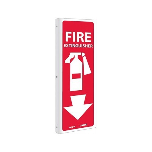 NMC™ FX124R Fire Extinguisher Sign, Rectangular, 12 in Length, 4 in Width, Rigid Plastic