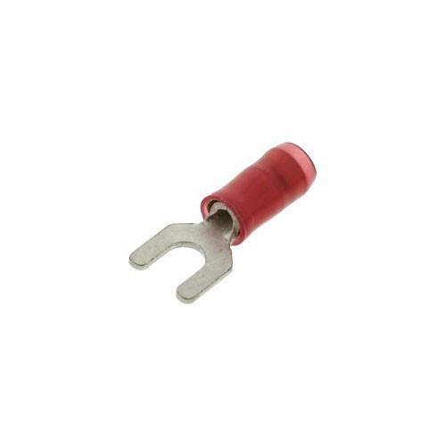 Spade Crimp Terminal, 18-20 AWG Conductor, Red, #8 Stud, Spade Tongue