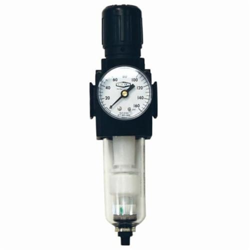 Norgren® by Dixon® B73G-3MG Excelon® Compact Modular Relieving Filter/Regulator With GC230 Gauge and Manual Drain, 3/8 in PTF Port, 123 scfm Flow Rate, Polycarbonate Bowl