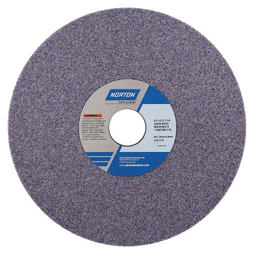 Norton® Vitrium3® 66243495313 32A Straight Toolroom Wheel, 8 in Dia x 1/2 in THK, 1-1/4 in Center Hole, 46 Grit, Aluminum Oxide Abrasive
