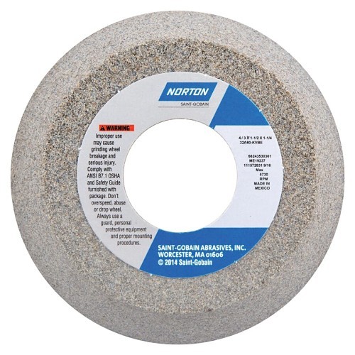 Norton® Norton® 66243530240 Cup Wheel, 4 in Wheel Dia, 1-1/2 in Wheel Thickness, 1-1/4 in Center Hole, 46 Grit, Aluminum Oxide Abrasive