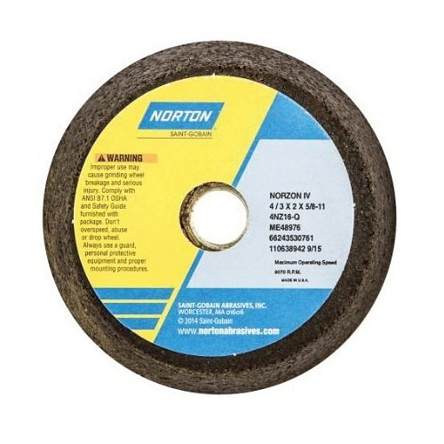 Norton®NorZon Plus® 66243530761 4NZ Type 11 Portable Snagging Wheel, 4 in Dia Max, 2 in THK, Flaring Cup Shape