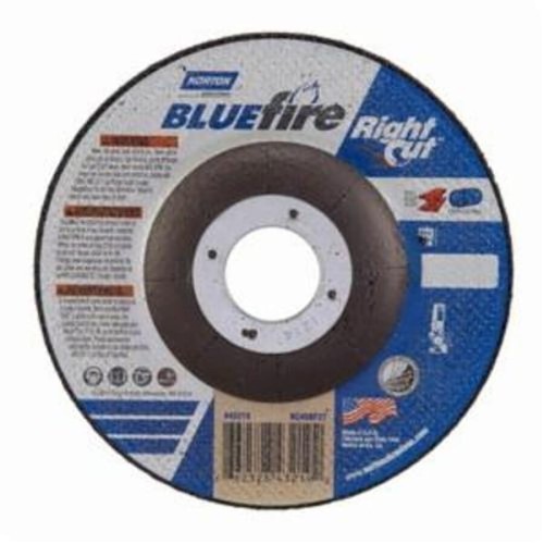 Norton® Norton® 66252843219 Depressed Center Wheel, 4-1/2 in Wheel Dia, 0.045 in Wheel Thickness, 7/8 in Center Hole, 24 Grit, Aluminum Oxide/Zirconia Alumina Abrasive