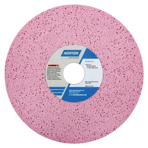 Norton® Norton® 66253019354 Toolroom Grinding Wheel, 8 in Wheel Dia, 1/2 in Wheel Thickness, 1-1/4 in Center Hole, 46 Grit, Aluminum Oxide Abrasive