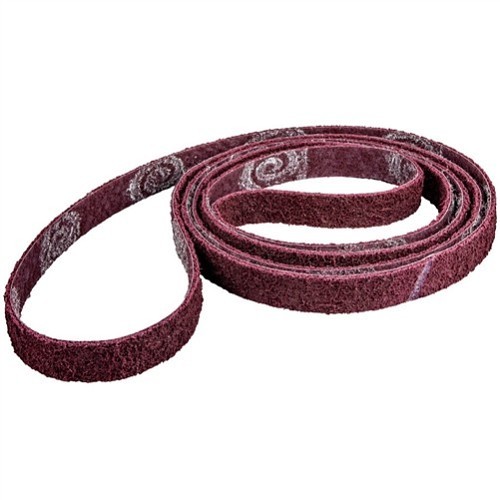 Norton® Bear-Tex® Vortex® Rapid Prep™ 66623335105 Non-Woven Narrow Backstand Belt, 2 in Belt Width, 72 in Belt Length, Medium Grade, Aluminum Oxide Abrasive, Maroon