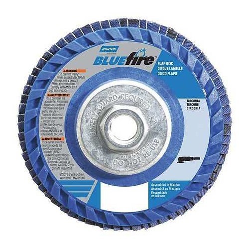 Norton® Norton® 66623399136 Coated Abrasive Flap Disc, 4-1/2 in Disc Dia, 36 Grit, Extra Coarse Grade, Zirconia Alumina Abrasive, Type 27 Flat Disc