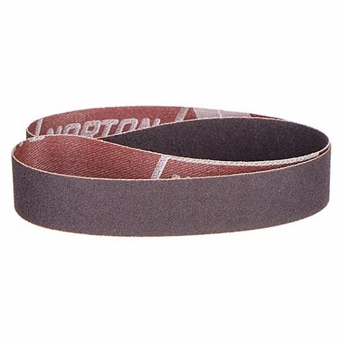 Norton® 78072727558 Sanding Belt, 1/2 in Belt Width, 18 in Belt Length, P120 Grit, Medium Grade, Aluminum Oxide Abrasive, Cotton Backing