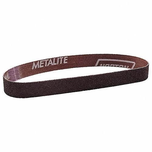 Norton® 78072727559 Sanding Belt, 1/2 in Belt Width, 18 in Belt Length, P80 Grit, Medium Grade, Aluminum Oxide Abrasive, Cotton Backing
