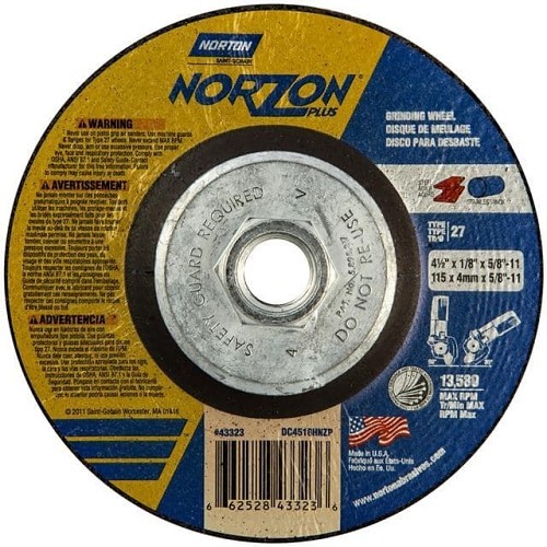 Norton Saint Gobain Merit® 66252843323 Flap Disc, 4-1/2 in Disc Dia, 1/8 in Center Hole, 24 Grit, Extra Coarse Grade, Ceramic Alumina/Zirconia Alumina Abrasive, Flap Disc Disc