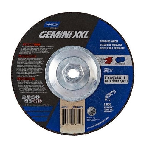 Norton Saint Gobain 66252843791 Flap Disc, 7 in Disc Dia, 5/8 in Center Hole, 24 Grit, Extra Coarse Grade, Aluminum Oxide Abrasive, Flap Disc Disc