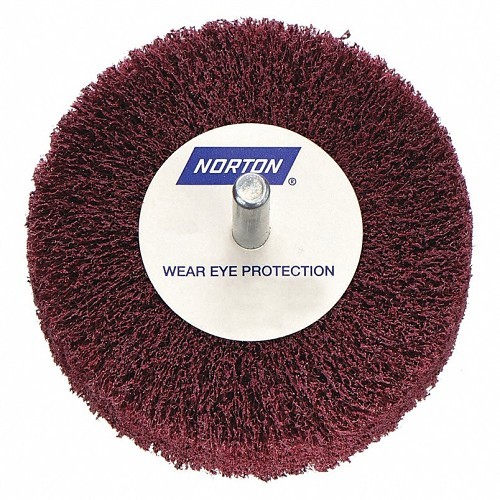 Norton Saint Gobain N66261051716 Non-Woven Flap Wheel, 2 in Wheel Dia, 1 in Face Width, 120 Grit, Medium Grade, Aluminum Oxide Abrasive