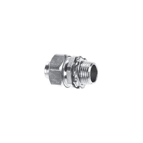 O-Z Gedney OZG 4Q-75 Liquid Tight Conduit Connector, 3/4 in, Straight, Malleable Iron Body/Nut, Steel Ferrule, Zinc Electroplated