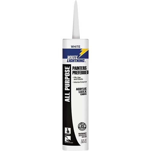 Lighting Latex Caulk, 10 oz Container Size Range, Tube Container, White