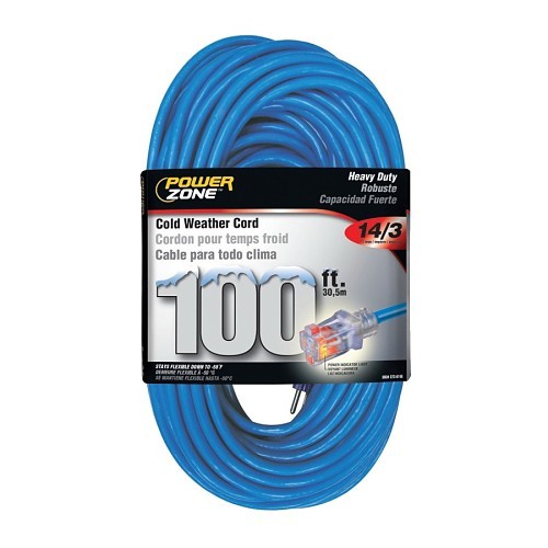 Extension Cord With Lighted End, 100 ft Cord, 3 Conductors