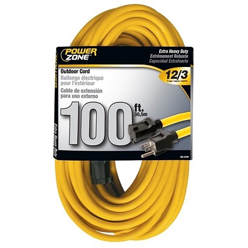 Extension Cord, 100 ft Cord, 3 Conductors