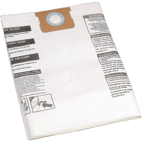 Wet/Dry Vacuum Filter Bag, 16 to 22 gal Filter Bag Size