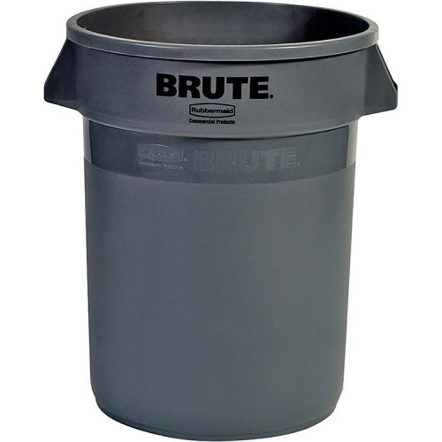 Trash Can, 32 gal, Rubber, Gray