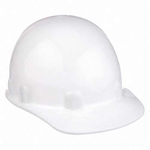 Hard Hat, 8 in Fits Maximum Hat, Thermoplastic, 8-Point Ratchet Suspension, Class E ANSI Electrical Class Rating, Swing Strap Adjustment, White