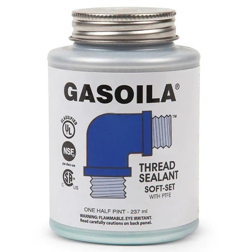 Gasoila 296-SS08 Thread Sealant, Soft-Set, 0.5 pt, Brush Top Can, Blue/Green, 1.44 Specific Gravity