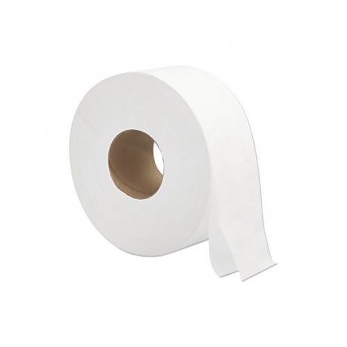 Toilet Paper, Jumbo Roll, 2 Ply, Cotton, 9 in Width, 1000 ft Length, White, 12 Pack