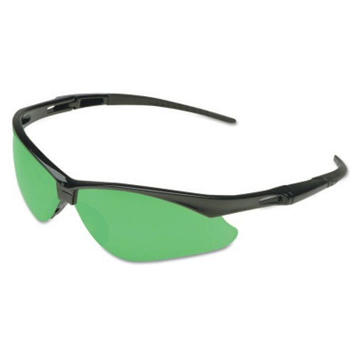 KleenGuardT 412-25692 Safety Glasses, Uncoated IRUV Shade 3/Hard Coat Lens Coating, Green Lens, Half, Wraparound, Black Frame, Nylon Frame, Polycarbonate Lens