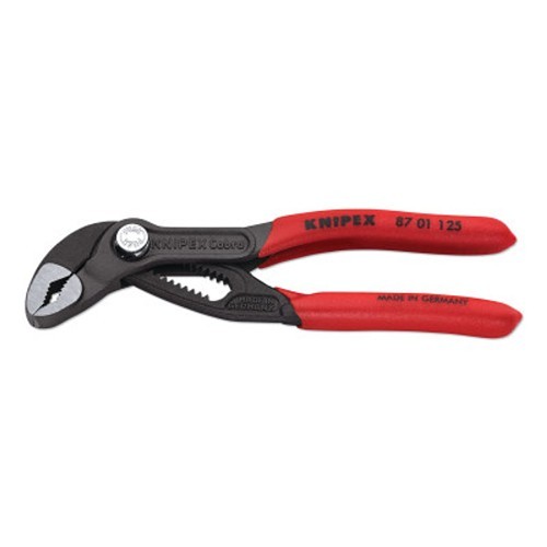 Knipex® Cobra 414-8701125 Tongue and Groove Plier, V-jaw, 1 in Nominal Capacity, Serrated Jaw, 1 Opening x 7/8 L in Jaw, Chrome-Vanadium Steel Jaw, 5 in Overall Length