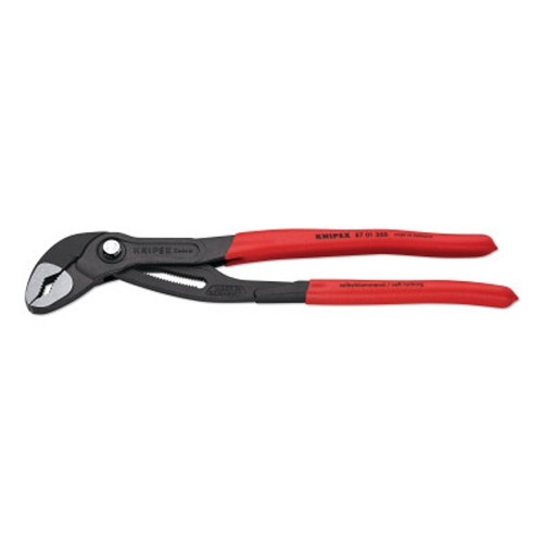 Knipex Cobra 414-8701300 Tongue and Groove Plier, V-jaw, 2-3/4 in Nominal Capacity, Serrated Jaw, 2-3/4 Opening x 1-1/2 L in Jaw, Chrome-Vanadium Steel Jaw, 12 in Overall Length