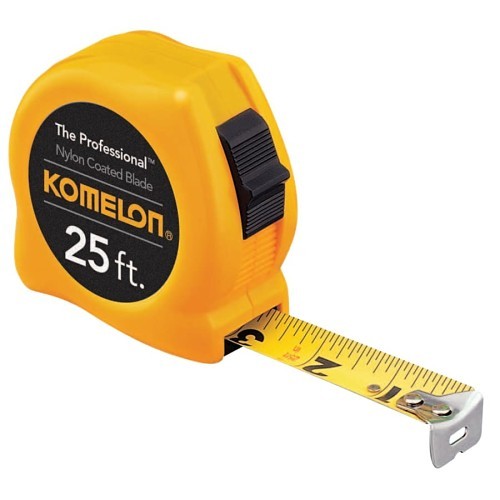 Komelon USA 416-4925 Measuring Tape, 25 ft Blade Length, 1 in Blade Width, Steel Blade, Measuring System: Imperial, Graduations: 1/16 in