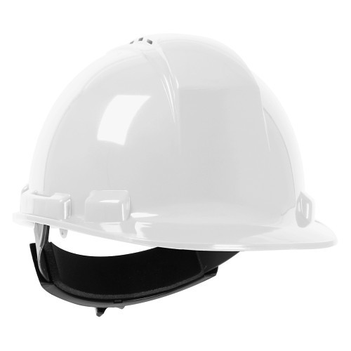 MSA Safety 280-HP241RV-01 Hard Hat, 6-1/2 in, 8 in, Polyethylene, 4 Point Fas-Trac® III Suspension, Non-Slotted, White