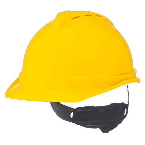 MSA Safety 10034029 Hard Hat, 6-1/2 in, 8 in, Polyethylene, 6 Point Fas-Trac Suspension, Yellow