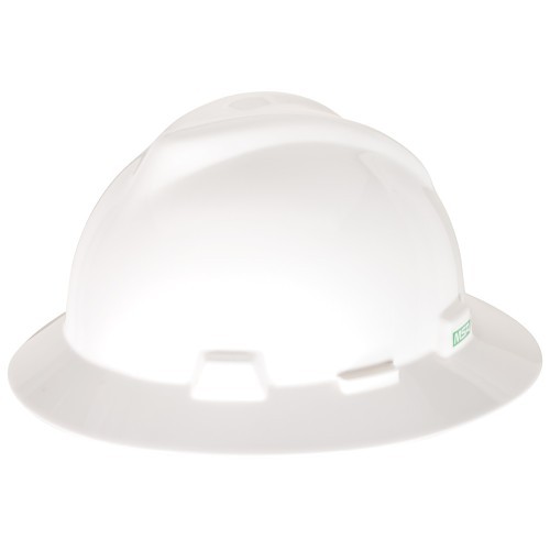 MSA Safety 475369 Hard Hat, 6-1/2 in, 8 in, Polyethylene, Fas-Trac® Suspension, Slotted, White