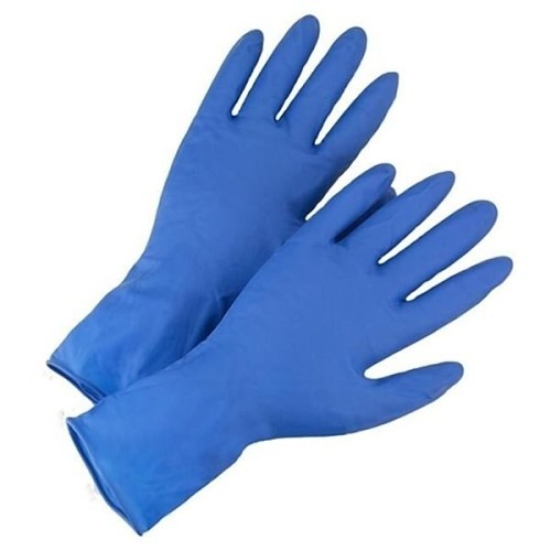 Disposable Latex Gloves, Large, #9, Natural Rubber Latex, Blue, Wing Thumb