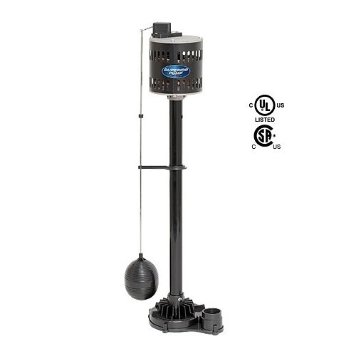 Pedestal Sump Pump, 60 gpm, 1-1/2 in Outlet, 1 Phase, 0.5 hp, Thermoplastic