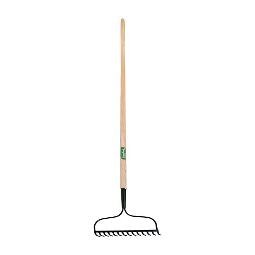 Garden Bow Rake, 14 Tines, Hardwood Handle, 54 in Handle Length, Steel Head