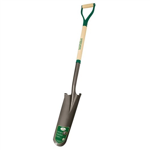 Drain Spade, 30 in Handle Length, 16 in Blade Length, 6 in Blade Width, Steel Blade, Wood Handle