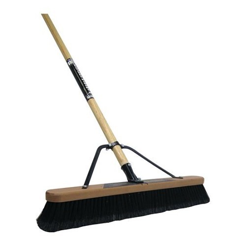 Quickie VORG7948250 Pushbroom, 3-1/8 in Trim Length, 24 in Sweep, Black Bristle, Polypropylene Bristle