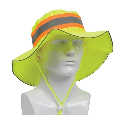 PIP® 350RANGER Hi-Viz Ranger Hat, 2-Tone, Universal, Hi-Viz Lime Yellow, Polyester