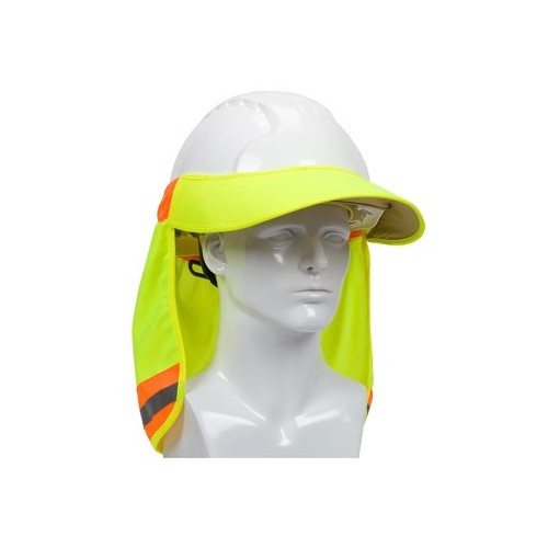 PIP® 396-800 Hard Hat Face Shield, Visor and Neck Shade, Hi-Vis Yellow Visor, Polyester, Silver Reflective Tape on back Visor