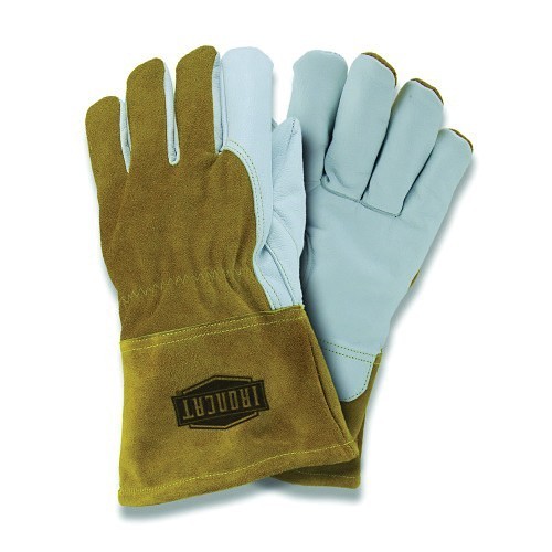 PIP® 6143L Welding Gloves, Large, #9, Grain Goatskin Leather, Off-White, Fleece, Gauntlet Cuff, 11-1/2 in Length, Reinforced Straight Thumb
