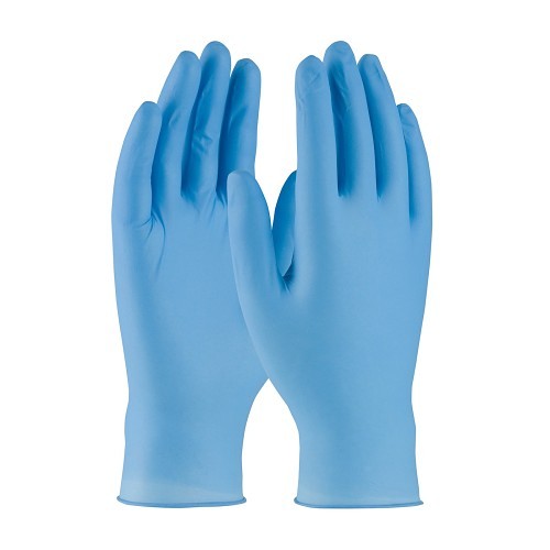 PIP® Ambi-dex® 63-336L Disposable Gloves, Large, #9, Nitrile, Blue, 10 in Length, Powdered Powder, Textured Grip, 6 mil Thickness, Ambidextrous Hand, Nitrile Palm