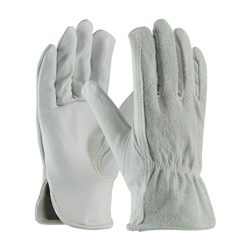 PIP® 68-163SB/M Driver Gloves, Regular Grade Glove, Medium, #8, Leather, Natural, Slip-On Cuff, Resists: Abrasion, Burn
