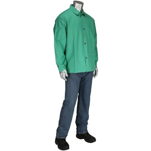 PIP® 7040/2XL Welders Jacket, 2X-Large, Cotton, Green, Specifications Met: ASTM D6413