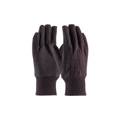 PIP® 95-809PD Work Gloves, Straight Thumb, Universal Size, Cotton/Jersey/Polyester, Brown, Knit Wrist Cuff, Resists: Abrasion, Cut, Cotton/Polyester