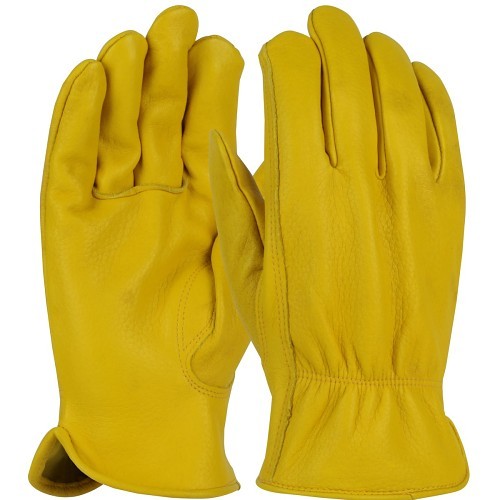 PIP® 9925KXL Driver Gloves, Regular Grade Glove, X-Large, #10, Leather, Gold, Slip-On Cuff