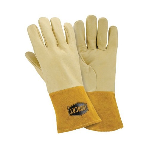 PIP® Ironcat® PIP6021L Welding Gloves, Large, #9, Top Grain Pigskin/Kevlar Thread, Off-White, Unlined, Gunn Cut/Straight Thumb Cuff, 12 in Length, Gunn Cut/Straight Thumb